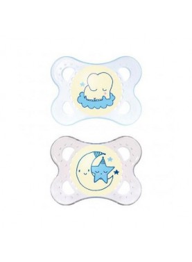 MAM SUCETTE NIGHT 0-6 MOIS SILICONE BLEU