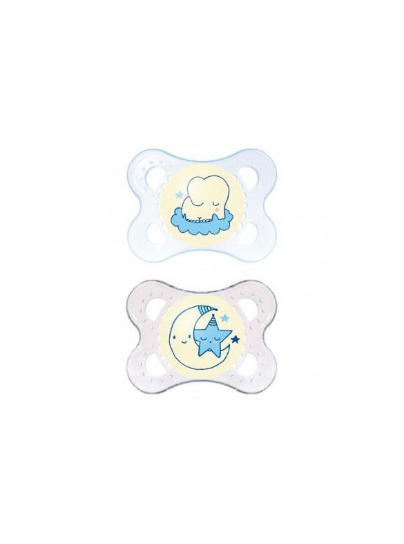 MAM SUCETTE NIGHT 0-6 MOIS SILICONE BLEU
