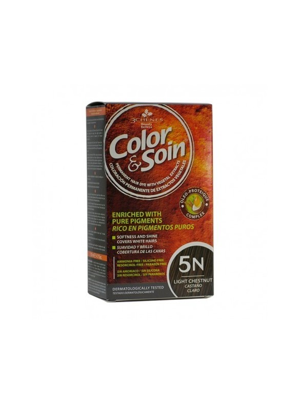 3 CHENES COLOR & SOIN COLORATION PERMANENTE EXTRAITS VÉGÉTAUX 5N CHATAIN CLAIRE